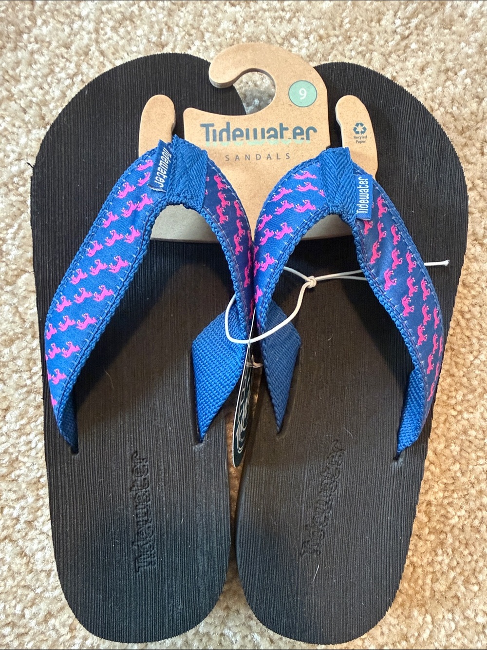 Tidewater Boardwalk pink pony unicorn sandal thong shoe 9 10 blue shoe